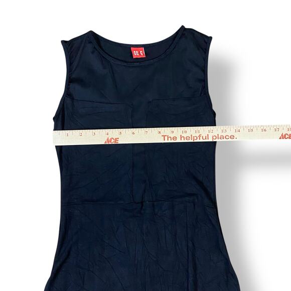 GG<5 Black Midi Dress Women’s Small Sleeveless Bodycon Sheer Mesh Panel Cocktail - Picture 3 of 8